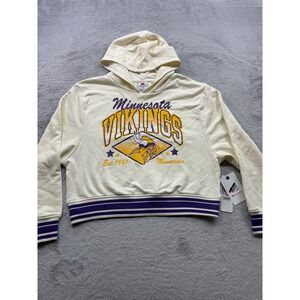 Champion Minnesota Vikings Women S Cropped Hoodie Cream Purple Striped NFL New